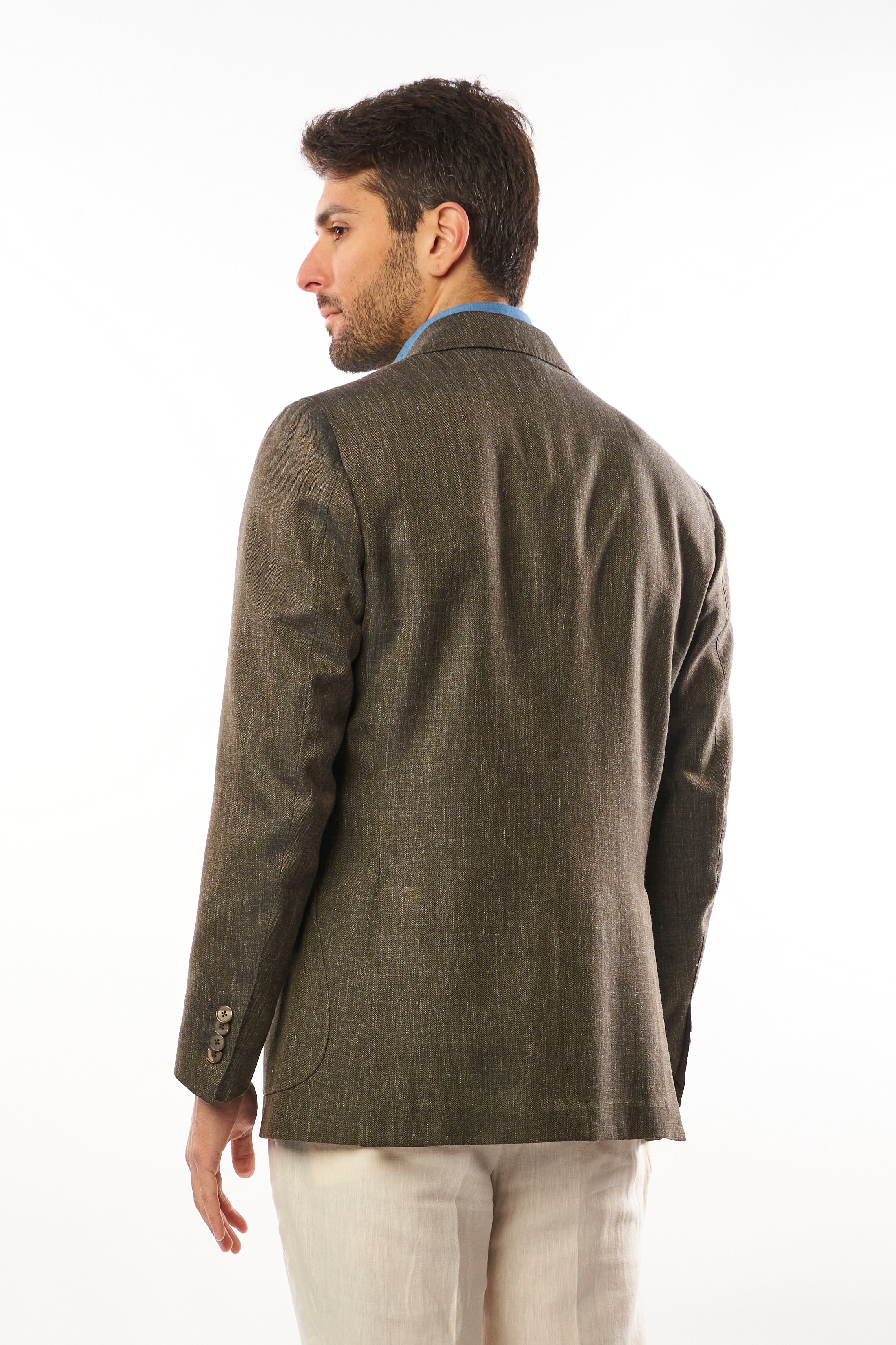 Giacca Nisida in Lino - Verde Oliva