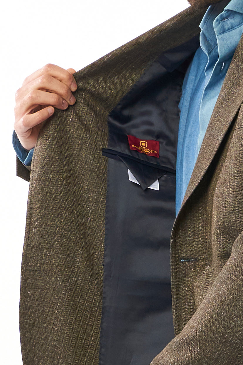 Giacca Nisida in Lino - Verde Oliva