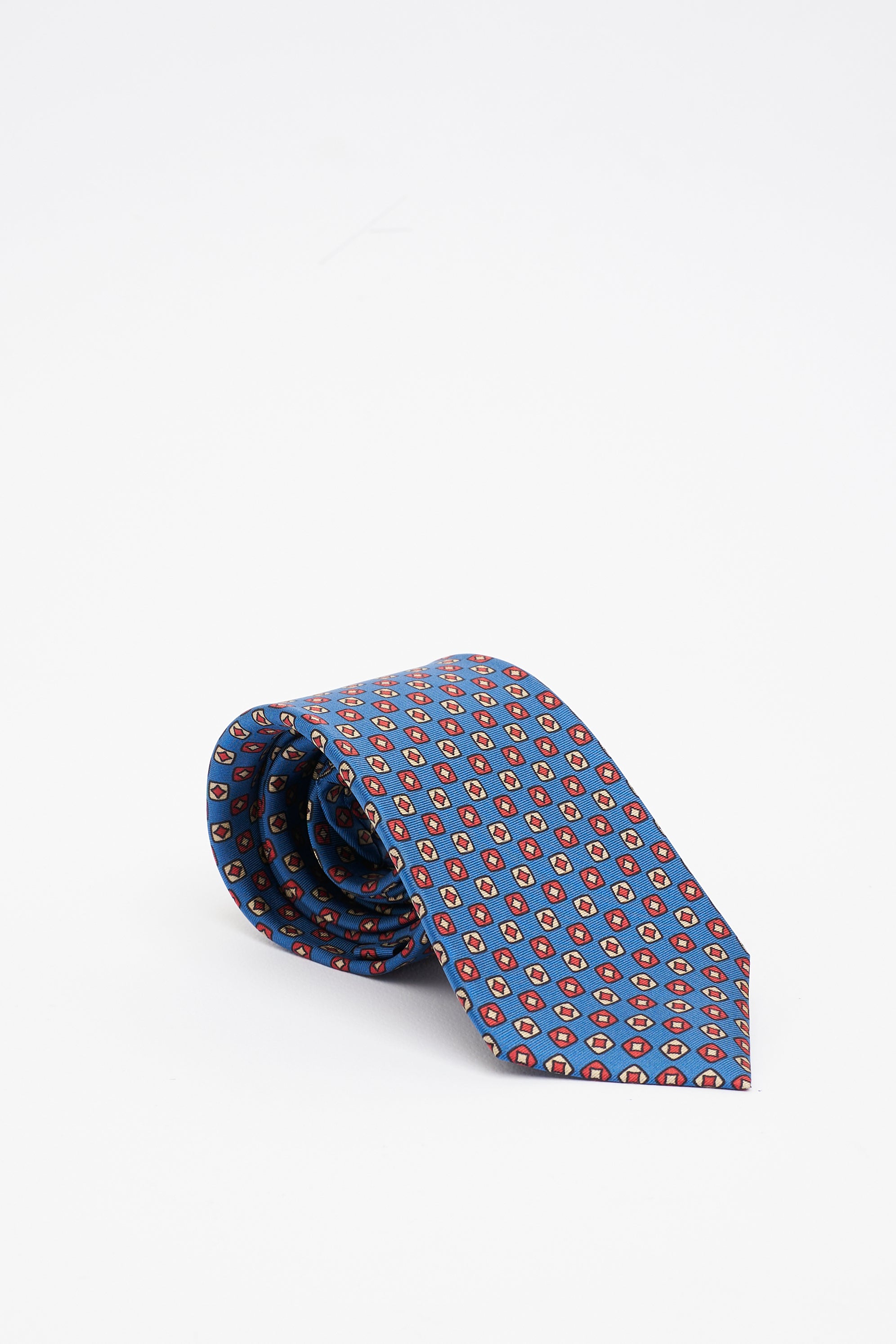 Cravatta in Seta Blu Chiaro con Motivo Geometrico