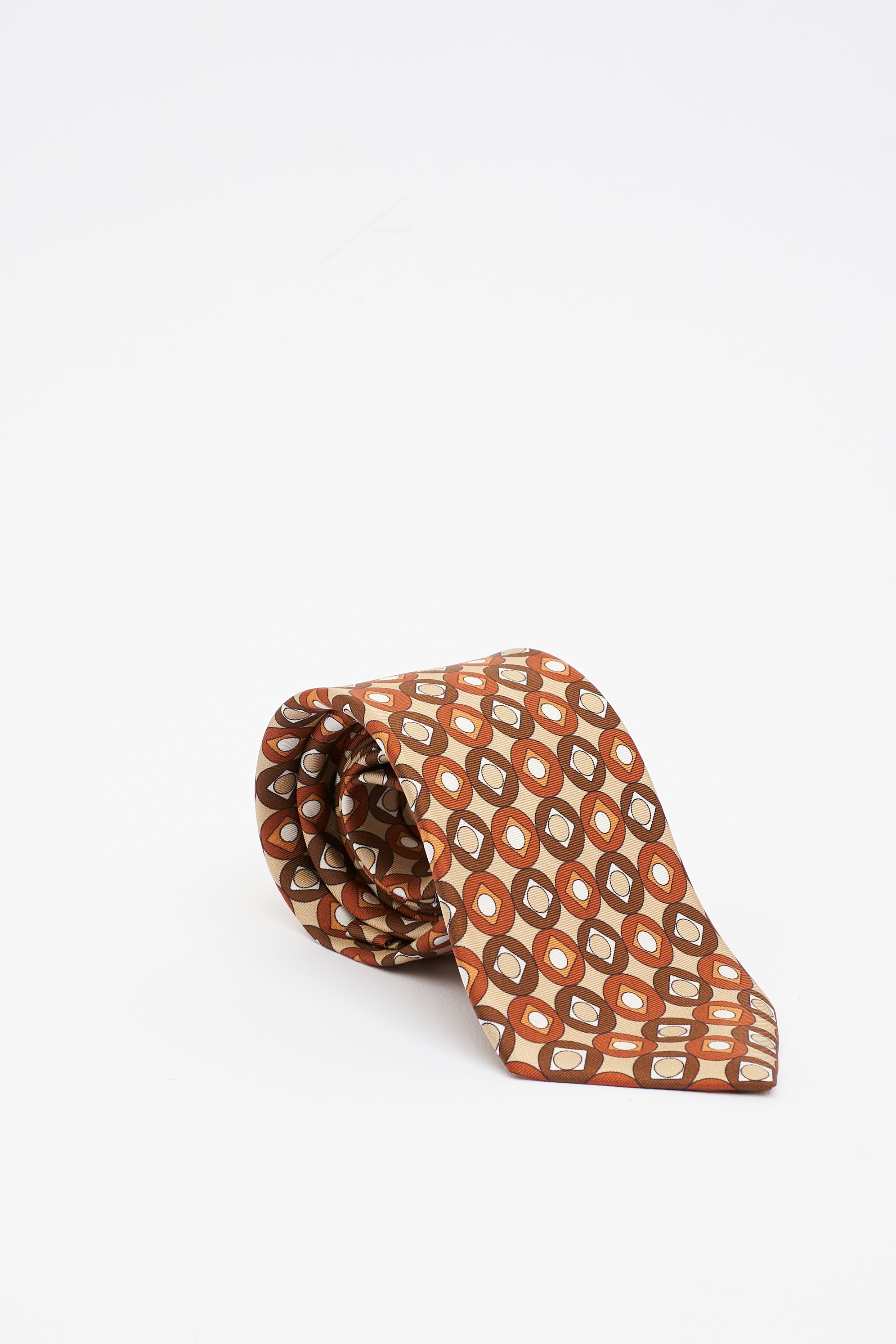 Cravatta in Seta con Motivo sui Toni del Marrone