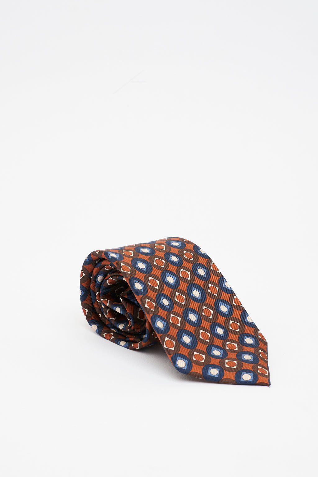 Cravatta in Seta sui Toni dell'Arancione e Blu