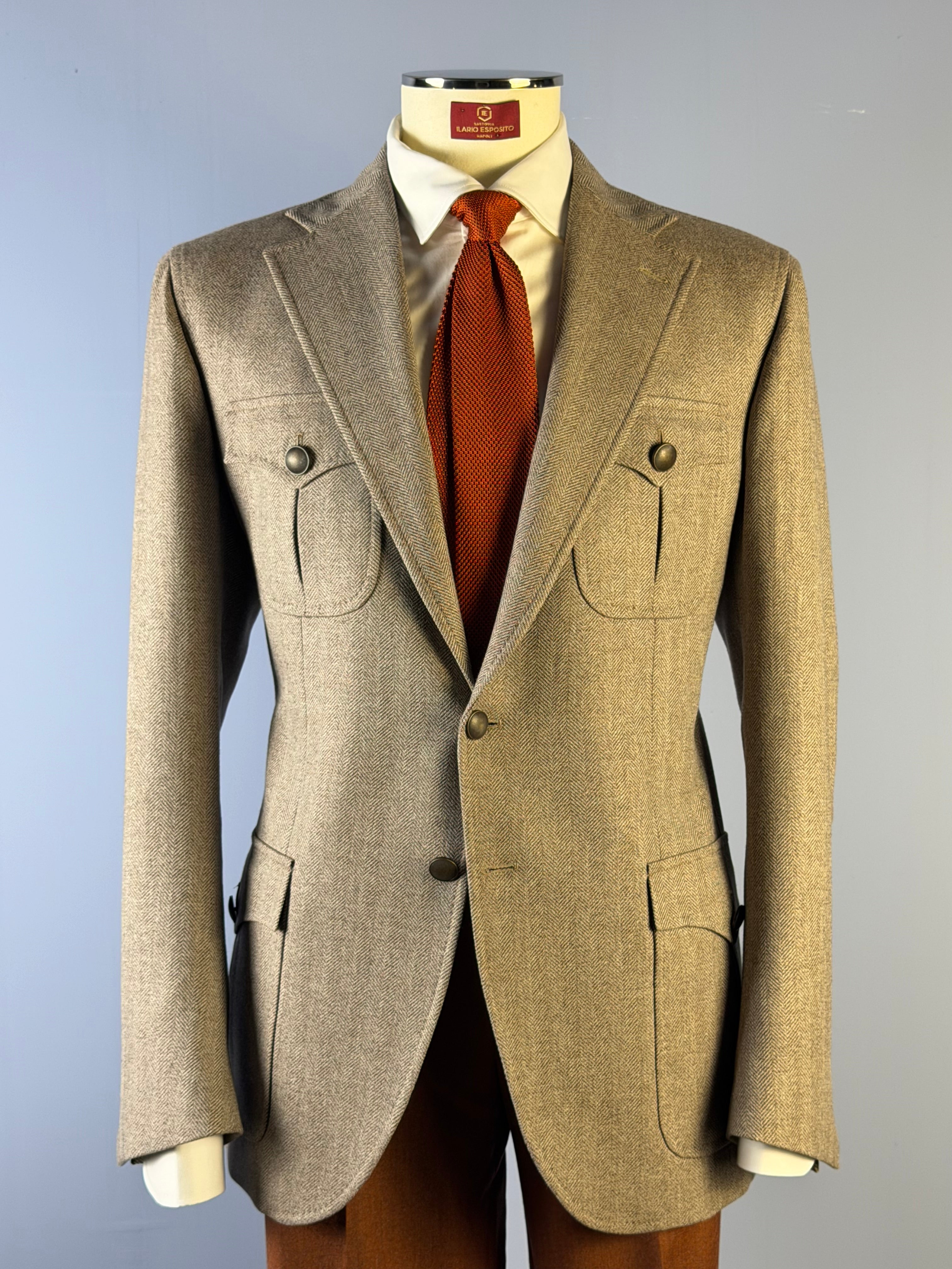 Giacca Herringbone-Sabbia