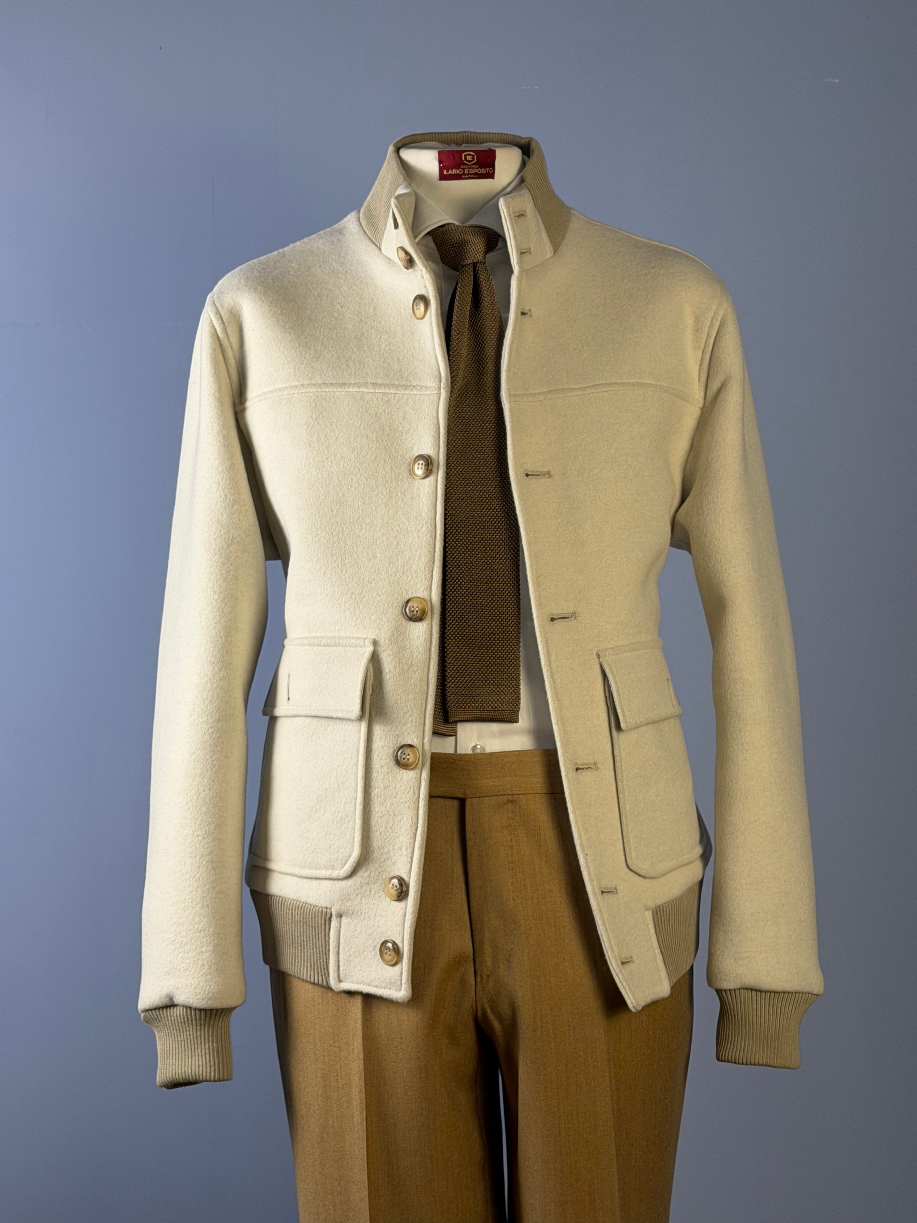 Bomber in Lana-Panna & Beige