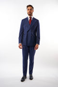 Abito Sorrento Doppiopetto - Blu con Quadri Bordeaux