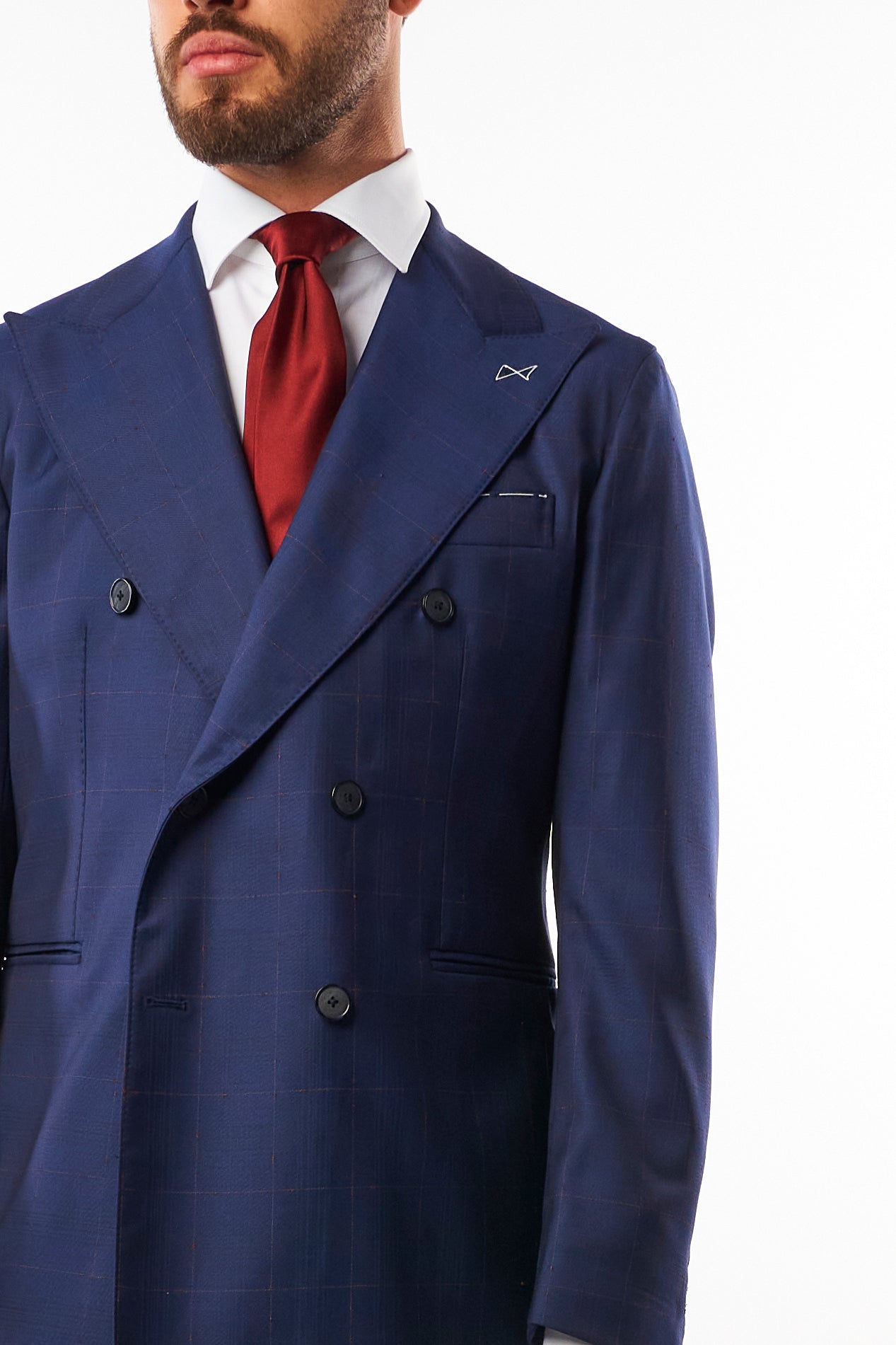 Abito Sorrento Doppiopetto - Blu con Quadri Bordeaux