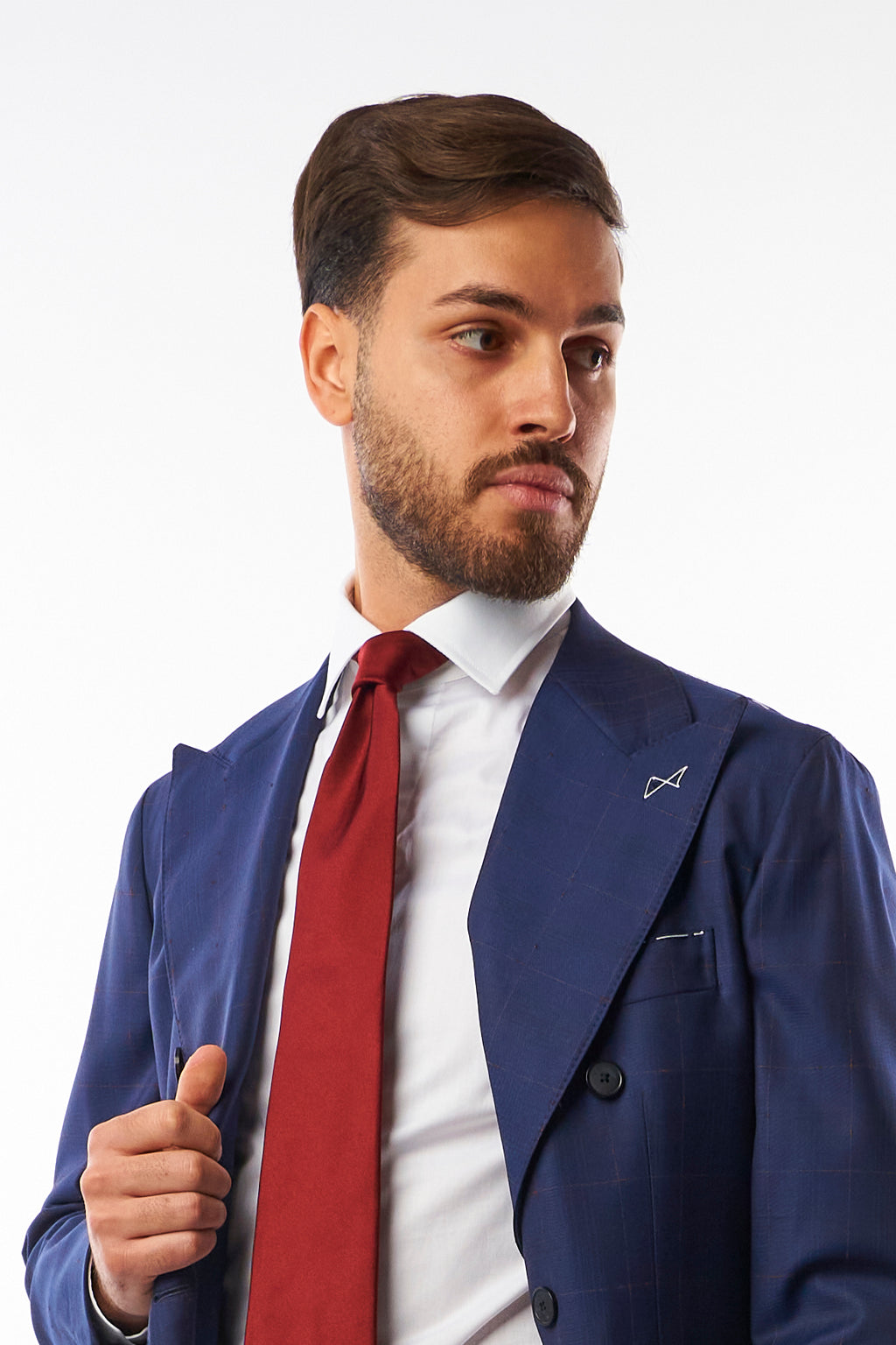 Abito Sorrento Doppiopetto - Blu con Quadri Bordeaux